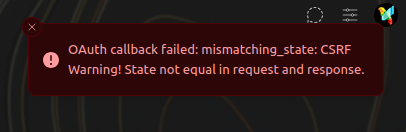 OAuth callback mismatching_state error.