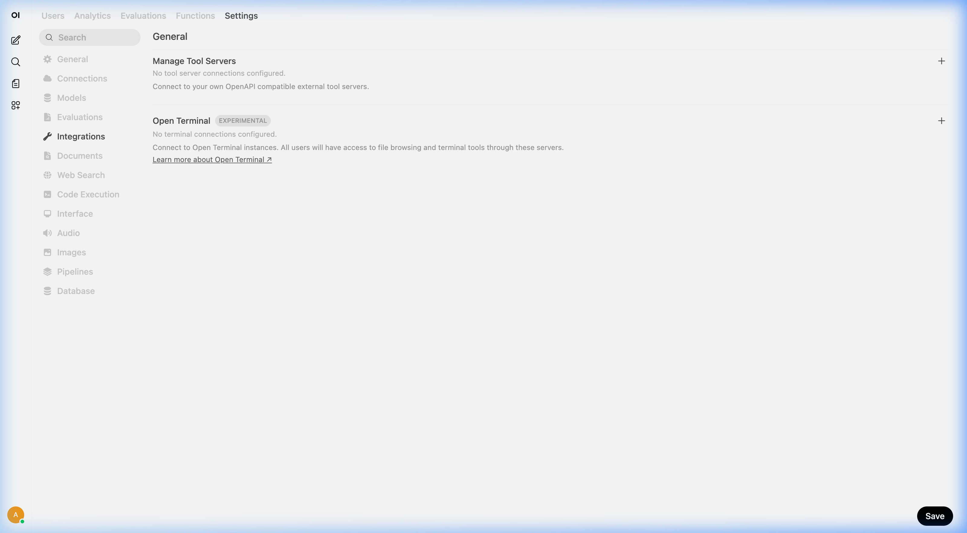 AI integration settings and access controls